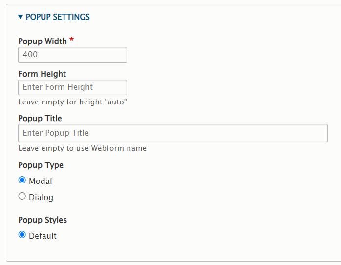 EBT Webform Popup settings