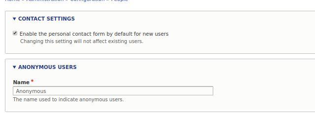Drupal users settings