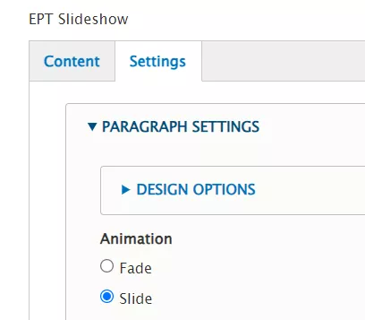 EPT Slideshow settings