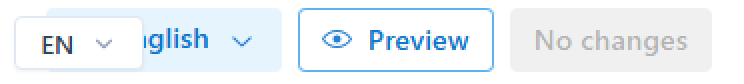 Close-up of the language switcher dropdown control in the editor toolbar.