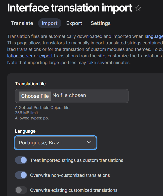 Translation for configs