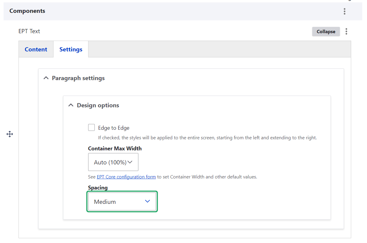 EPT Simple settings