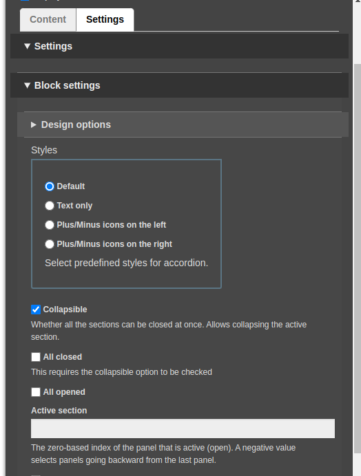 Drupal EBT block settings