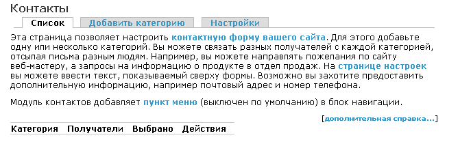 Drupal контактная форма