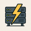 Icon: lightning bolt over server rack