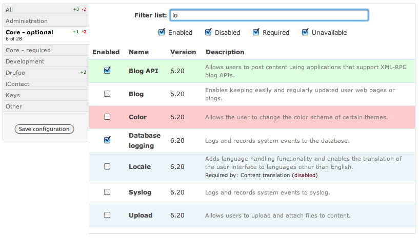 Module Filter Drupal