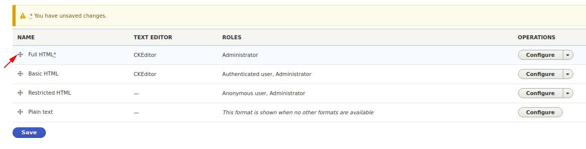 Drupal 8 text formats